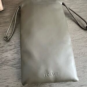 LOEWE Leather Soft Pouch For Sunglasses / Eyeglasses / Jewelry Green W/Cloth NEW